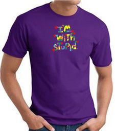 I'm With Stupid T-Shirt - Funny Two Ways Adult Purple Tee Shirt I'm With Stupid T-Shirt - Funny Two Ways Adult Purple Tee Shirt