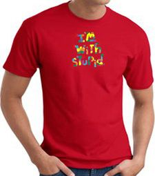 I'm With Stupid T-Shirt - Funny Two Ways Adult Red Tee Shirt I'm With Stupid T-Shirt - Funny Two Ways Adult Red Tee Shirt