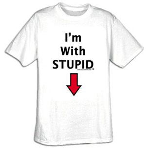 I'm With Stupid T-shirt - Pointing Down Tee Shirt