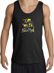 I'm With Stupid Tank Top - Funny Two Ways Adult Black Tanktop I'm With Stupid Tank Top - Funny Two Ways Adult Black Tanktop