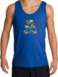 I'm With Stupid Tank Top - Funny Two Ways Adult Royal Tanktop I'm With Stupid Tank Top - Funny Two Ways Adult Royal Tanktop