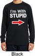 I'm With Stupid White Print Kids Dry Wicking Long Sleeve Shirt
