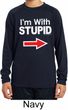 I'm With Stupid White Print Kids Dry Wicking Long Sleeve Shirt