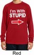 I'm With Stupid White Print Kids Dry Wicking Long Sleeve Shirt