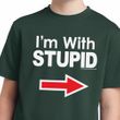 I'm With Stupid White Print Kids Moisture Wicking Shirt