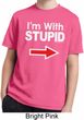 I'm With Stupid White Print Kids Moisture Wicking Shirt