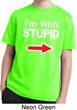 I'm With Stupid White Print Kids Moisture Wicking Shirt