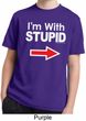 I'm With Stupid White Print Kids Moisture Wicking Shirt