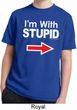 I'm With Stupid White Print Kids Moisture Wicking Shirt