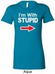 I'm With Stupid White Print Ladies Longer Length Shirt