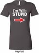 I'm With Stupid White Print Ladies Longer Length Shirt