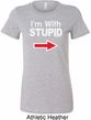 I'm With Stupid White Print Ladies Longer Length Shirt