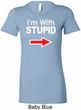 I'm With Stupid White Print Ladies Longer Length Shirt