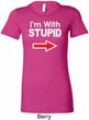 I'm With Stupid White Print Ladies Longer Length Shirt