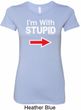I'm With Stupid White Print Ladies Longer Length Shirt