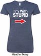 I'm With Stupid White Print Ladies Longer Length Shirt