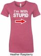 I'm With Stupid White Print Ladies Longer Length Shirt