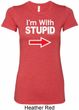 I'm With Stupid White Print Ladies Longer Length Shirt