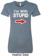 I'm With Stupid White Print Ladies Longer Length Shirt