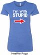 I'm With Stupid White Print Ladies Longer Length Shirt