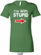 I'm With Stupid White Print Ladies Longer Length Shirt