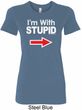 I'm With Stupid White Print Ladies Longer Length Shirt