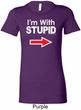 I'm With Stupid White Print Ladies Longer Length Shirt