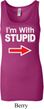 I'm With Stupid White Print Ladies Longer Length Tank Top