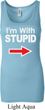 I'm With Stupid White Print Ladies Longer Length Tank Top