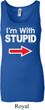 I'm With Stupid White Print Ladies Longer Length Tank Top