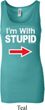 I'm With Stupid White Print Ladies Longer Length Tank Top