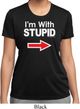 I'm With Stupid White Print Ladies Moisture Wicking Shirt