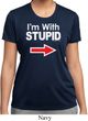 I'm With Stupid White Print Ladies Moisture Wicking Shirt