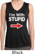 I'm With Stupid White Print Ladies Sleeveless Moisture Wicking Shirt