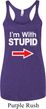 I'm With Stupid White Print Ladies Tri Blend Racerback Tank Top