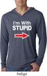 I'm With Stupid White Print Lightweight Hoodie Shirt