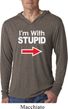 I'm With Stupid White Print Lightweight Hoodie Shirt