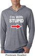 I'm With Stupid White Print Lightweight Hoodie Shirt