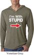 I'm With Stupid White Print Lightweight Hoodie Shirt