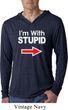 I'm With Stupid White Print Lightweight Hoodie Shirt