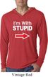 I'm With Stupid White Print Lightweight Hoodie Shirt