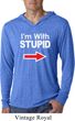 I'm With Stupid White Print Lightweight Hoodie Shirt
