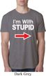 I'm With Stupid White Print Mens Burnout Shirt