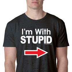 I'm With Stupid White Print Mens Burnout Shirt
