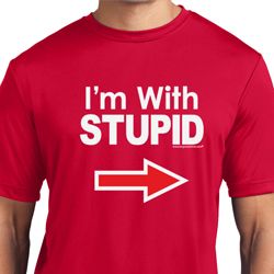 I'm With Stupid White Print Mens Moisture Wicking Shirt