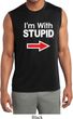 I'm With Stupid White Print Mens Sleeveless Moisture Wicking Shirt
