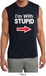 I'm With Stupid White Print Mens Sleeveless Moisture Wicking Shirt