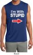 I'm With Stupid White Print Mens Sleeveless Moisture Wicking Shirt