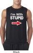 I'm With Stupid White Print Mens Sleeveless Shirt