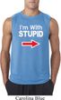 I'm With Stupid White Print Mens Sleeveless Shirt